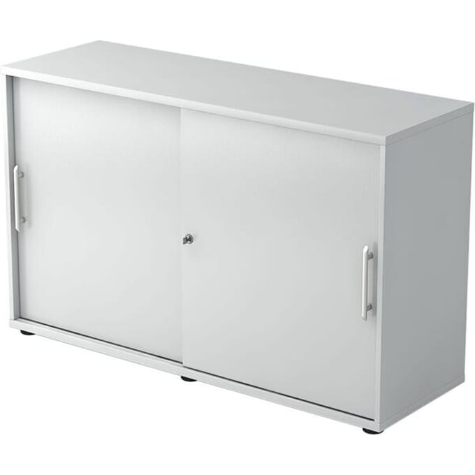 Schuifdeurkast, 2 ordnerhoogten, B 1200 x D 400 x H 748 mm, lichtgrijs