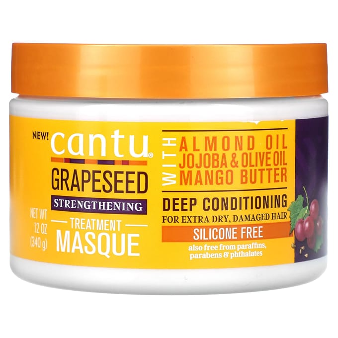 Cantu, Grape Seed Strengthening Treatment Mask, 340 g (12 oz) yellow