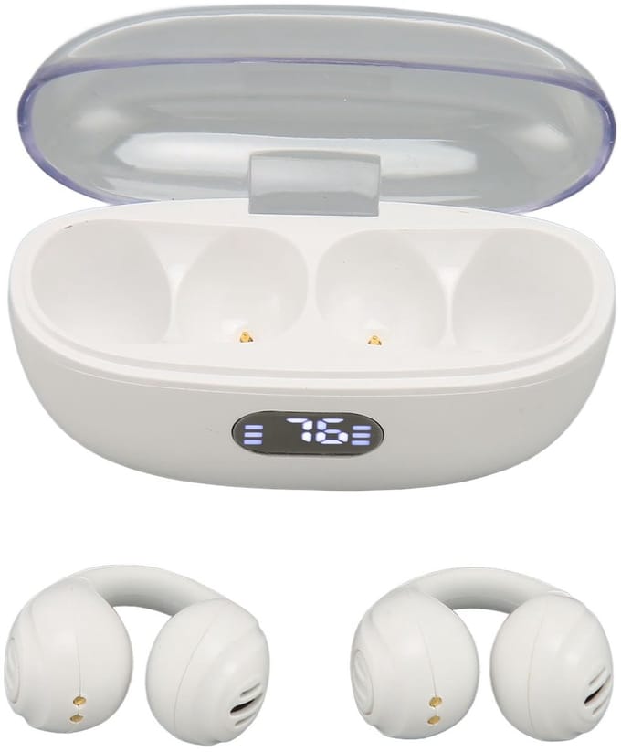 Bone Conduction Headphones Open Ear Headset Bluetooth 5.3 and EDR, Charging Case for Wireless Headphones with Digital Display, IPX4 Waterproof Button Control for Running