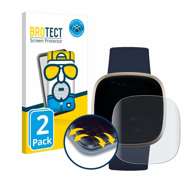 BROTECT - Screenprotector voor Fitbit Versa 3 / Sense - Folie Beschermfolie matte volledig dekking 2 Stuks