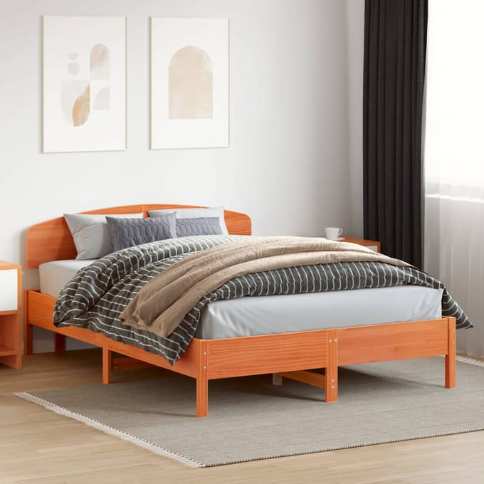 vidaXL - Hoofdbord - 140 - cm - massief - grenenhout - wasbruin