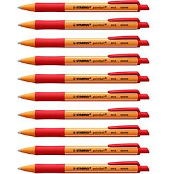 STABILO pointball - Balpen - Navulbaar - Rood - Doos Met 10 Stuks
