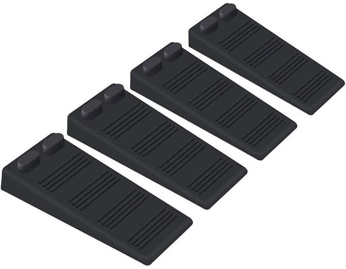 4-delige set - Deurstopper - Wigvormig ontwerp - Flexibele, krasbestendige PVC-deurstopper - Antislip deurstopper - Zwart