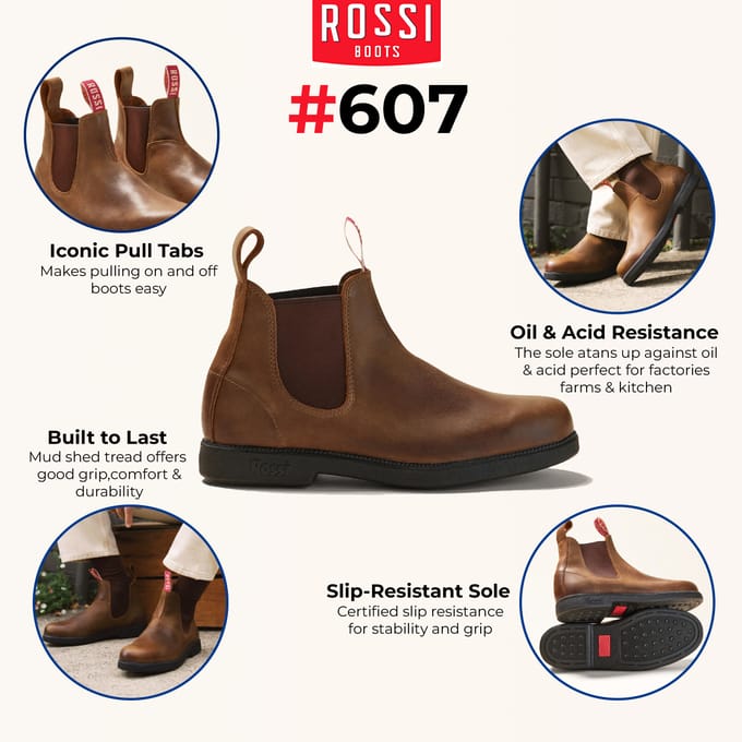 Rossi 607 Booma Rustieke Bruine Leren Chelsea Laarzen