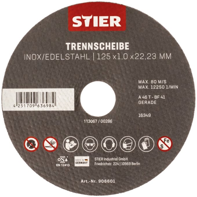 STIER zaagschijf edelstaal 5 st. 125 x 1,0 x 22,23 mm vorm 41