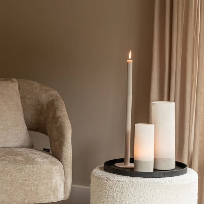 Chamada Lauren leren dienblad rond effen L black
