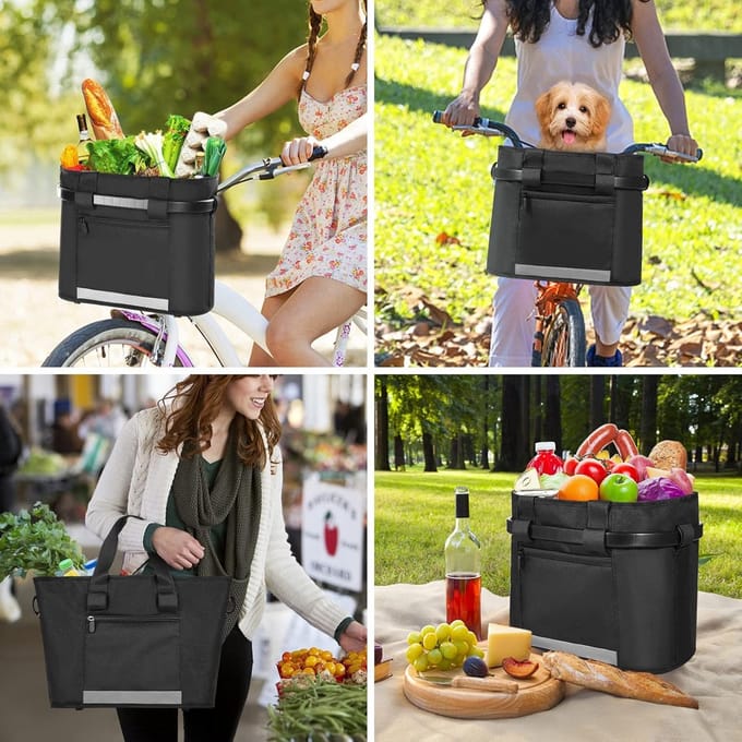 Afneembare Fietsmand Canvas met Stevig Frame Universele Bevestiging