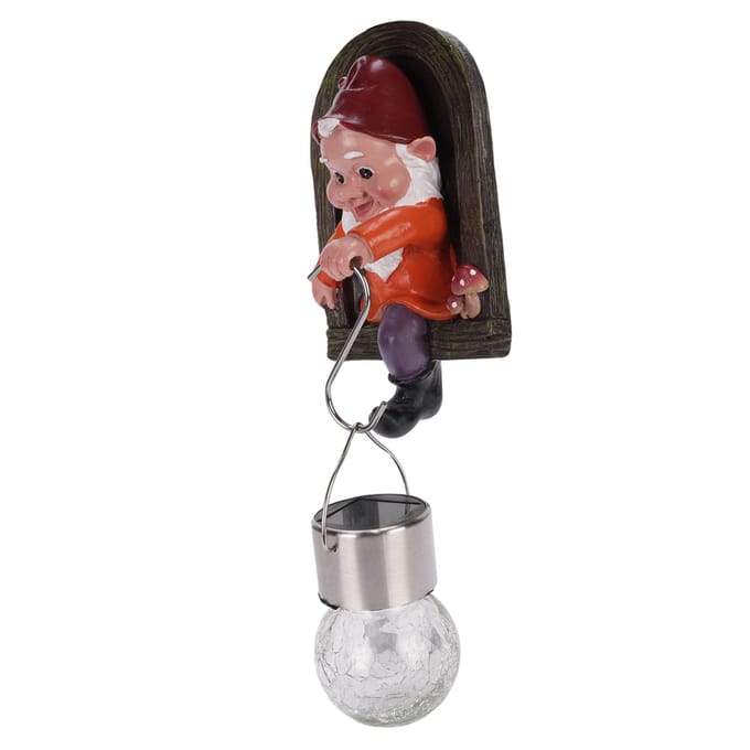 Tuinkabouter Boomknuffelaar Beeld met Zonnelicht Schattig Hars Kabouter Figuur Tuindecoratie gray