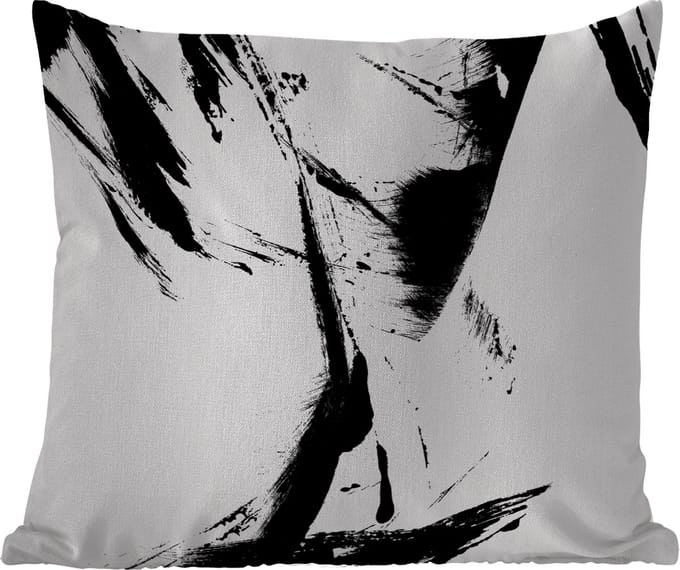 Sierkussen Buiten - Verf - Zwart - Abstract - 60x60 cm - Weerbestendig