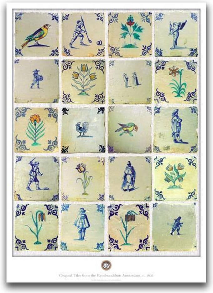 Poster, 50 x 70 , Delfts blauwe tegels