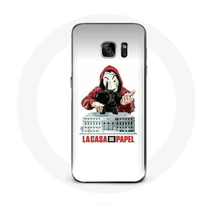 Coque - La casa de papel - Galaxy S7 - Souple - Masque logo - Blanc blanc