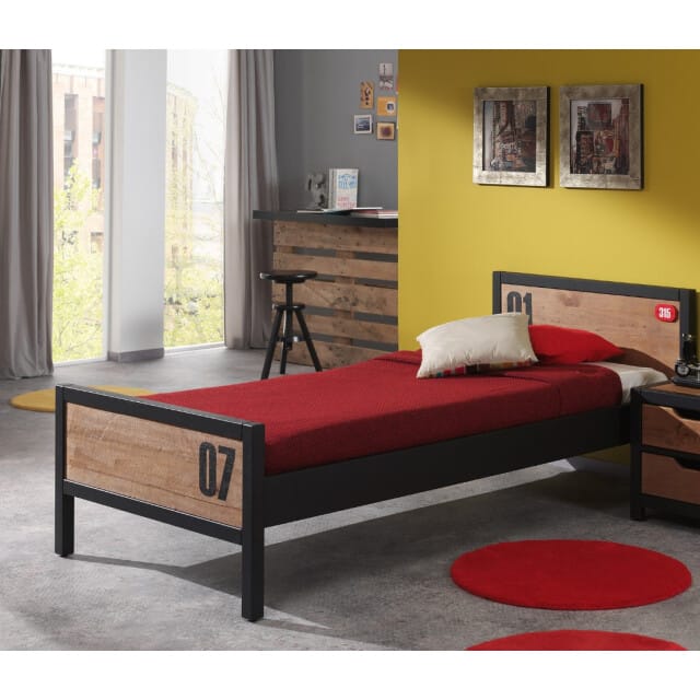 LUCEVI - Alex bed + Rolbed - Bruin - 90x200 cm