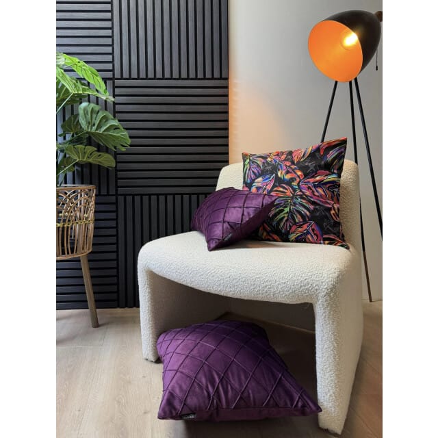 NOVÉE Sierkussen velvet cross paars | 45 x 45 cm | velvet/polyester
