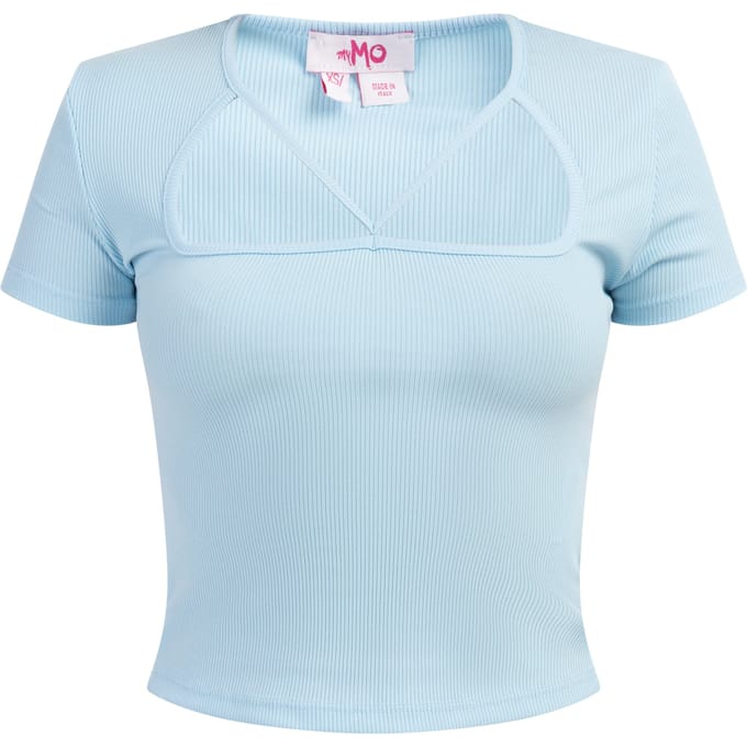 Mymo Ribgebreid T-shirt Dames lichtblauw
