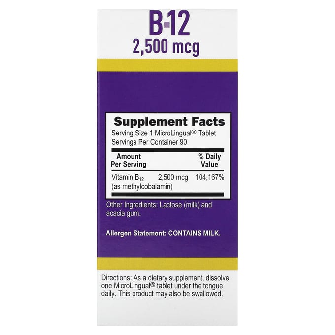 Methylcobalamine B-12, 2.500Mcg, 90 Direct Oplosbare Tabletten