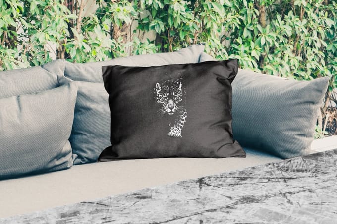 Buitenkussens - Tuin - Dieren - Zwart - Luipaard - Wit - Wild - 50x30 cm