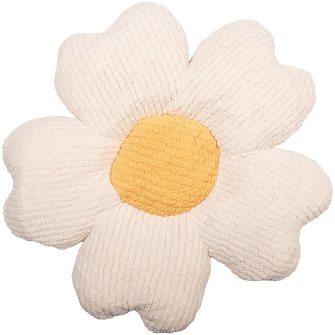 Clayre & Eef Sierkussen Bloem 45x45cm Wit Synthetisch