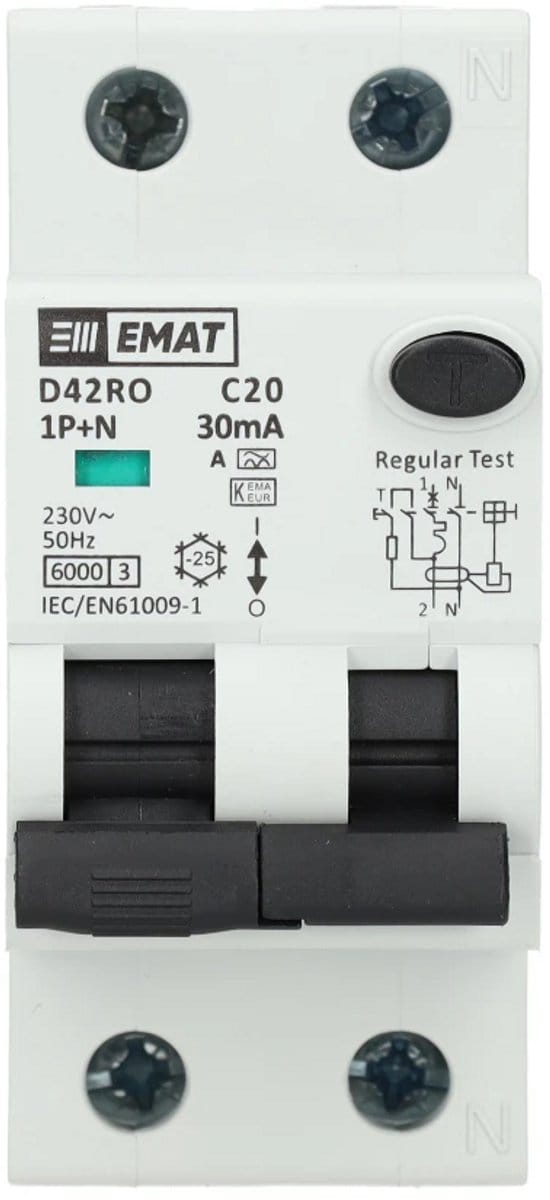 EMAT aardlekautomaat C20 1P+N 30mA Type A (85006407)