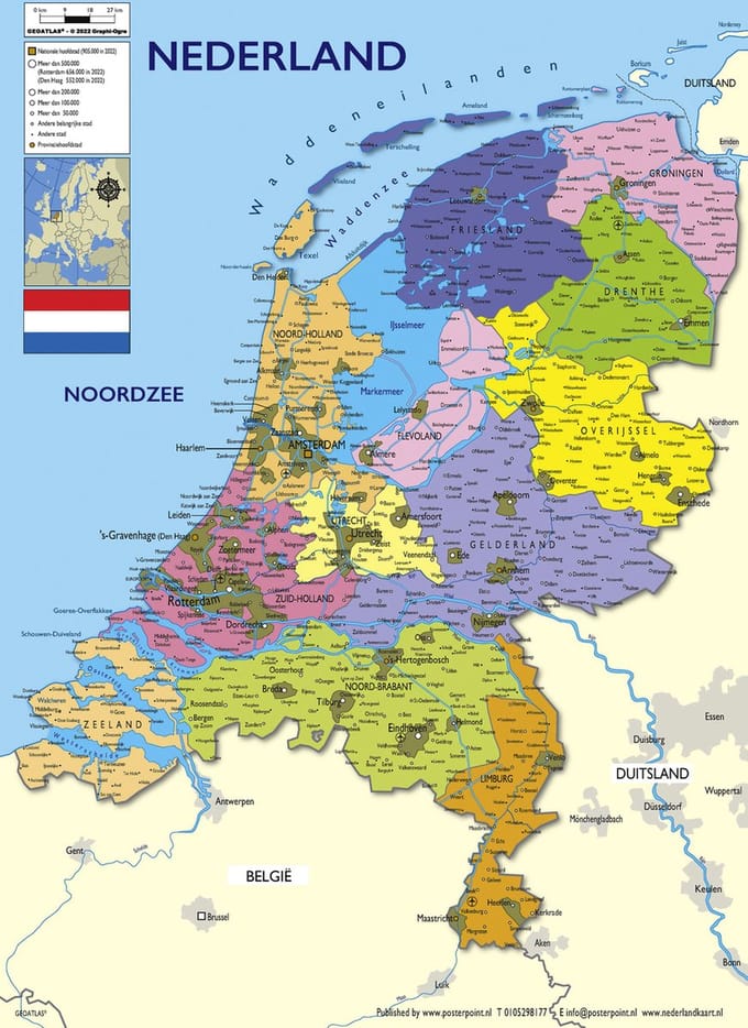 nederland Poster - 70 x 100cm - multi- wanddecoratie