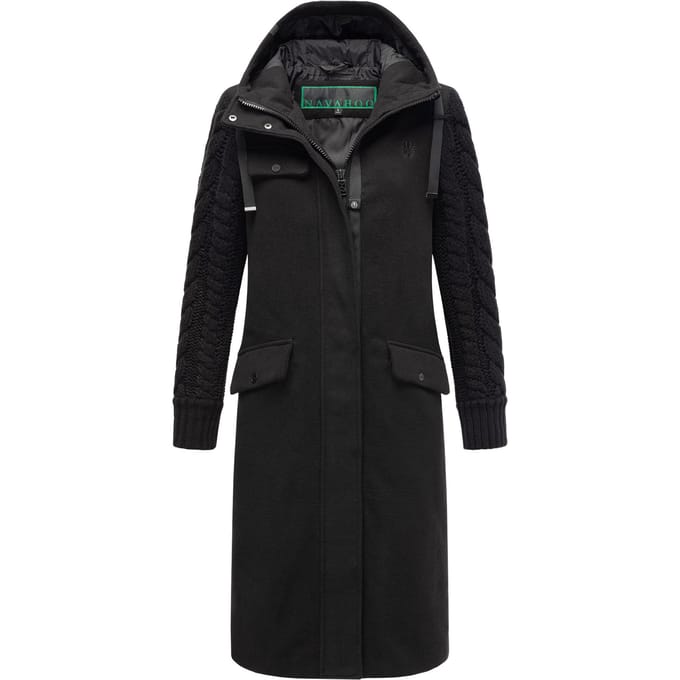 Navahoo Knit Babe dames wintermantel met gebreide mouwen