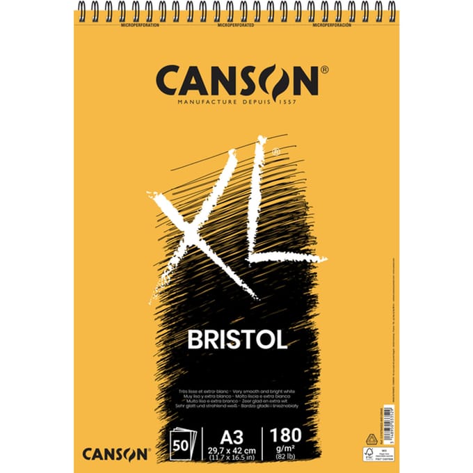 Bristolpapier canson xl 50vel 180gr a3 extra wit
