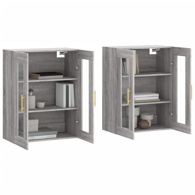 vidaXL - Hangkasten - 2 - st - bewerkt - hout - grijs - sonoma - eikenkleurig