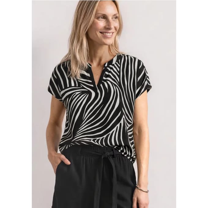 Blouse met split in de hals en luipaardprint