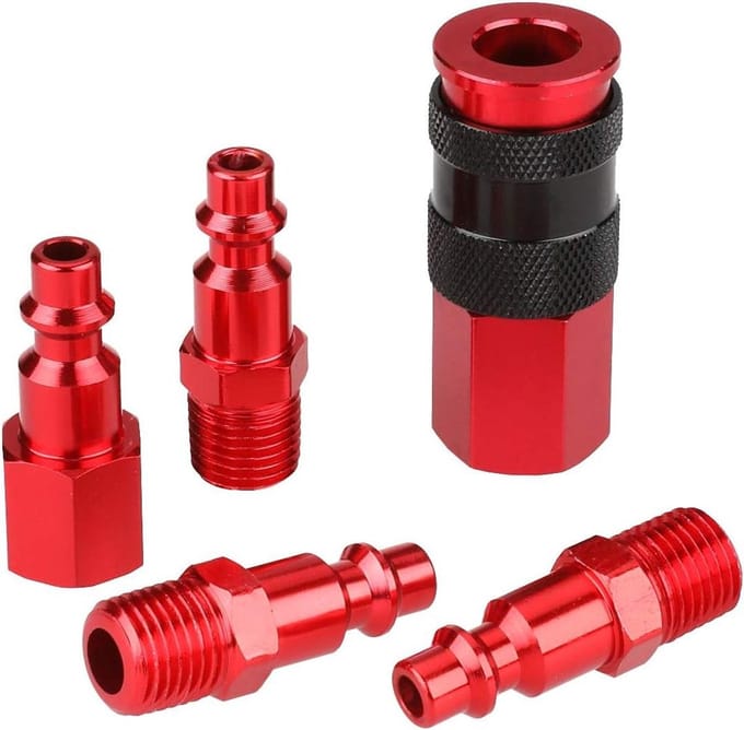 Luchtkoppeling Set - Luchtkoppelingen en Pluggen - Werkplaats Organisatie - Universele Compatibiliteit - 5 Stuks - Multicolor