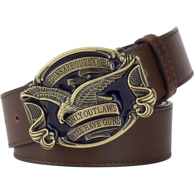 Heeft Wapens Amerikaanse Adelaar Gesp Mode Lederen Riem Reliëf voor Mannen Cowboy 130cm black