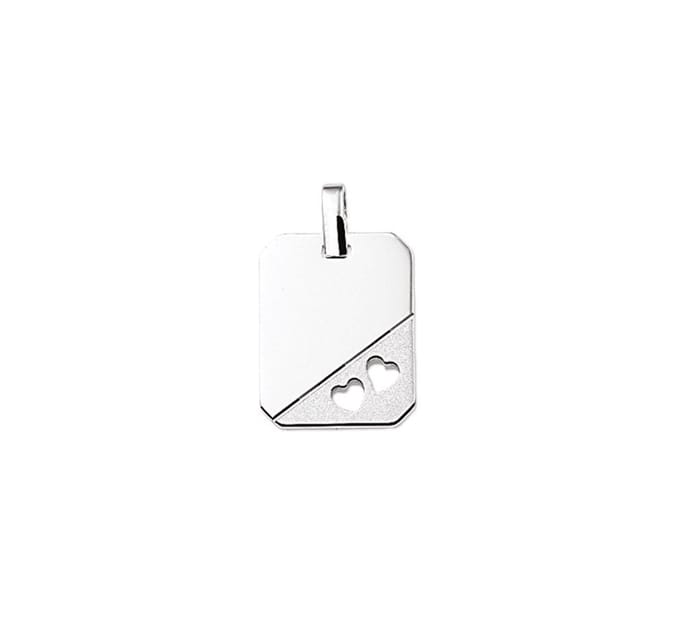 Zilver Gerhodineerde Graveerhanger gestanste hartjes 1329818