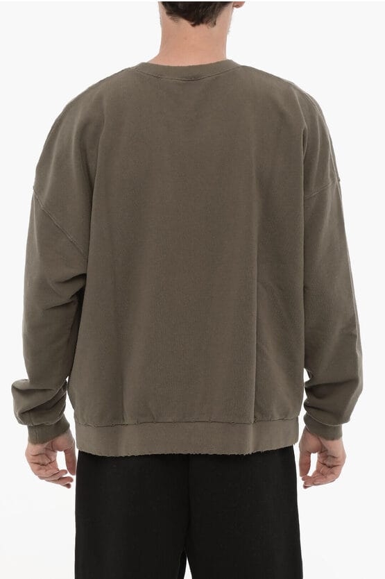 Vintage Effect ronde hals sweatshirt met reliëfmonogram in militairgroen