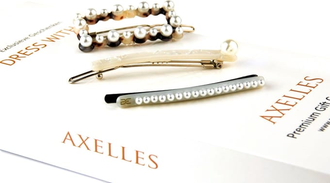 Haarspelden met parels 3-set in- geschenkdoos, parelmoer wit.