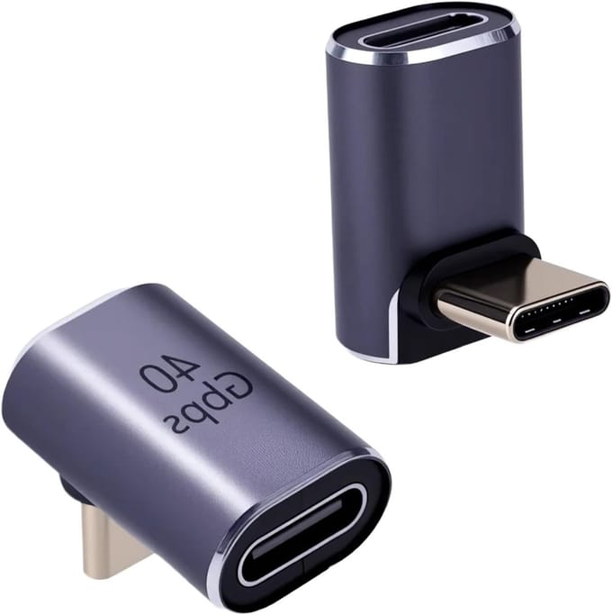 40Gbps USB4.0 USB C Hoekadapter - Type C Verlenging voor Laptop, Tablet en Telefoon (2 Stuks) met Thunderbolt Ondersteuning en Stroomaansluiting
