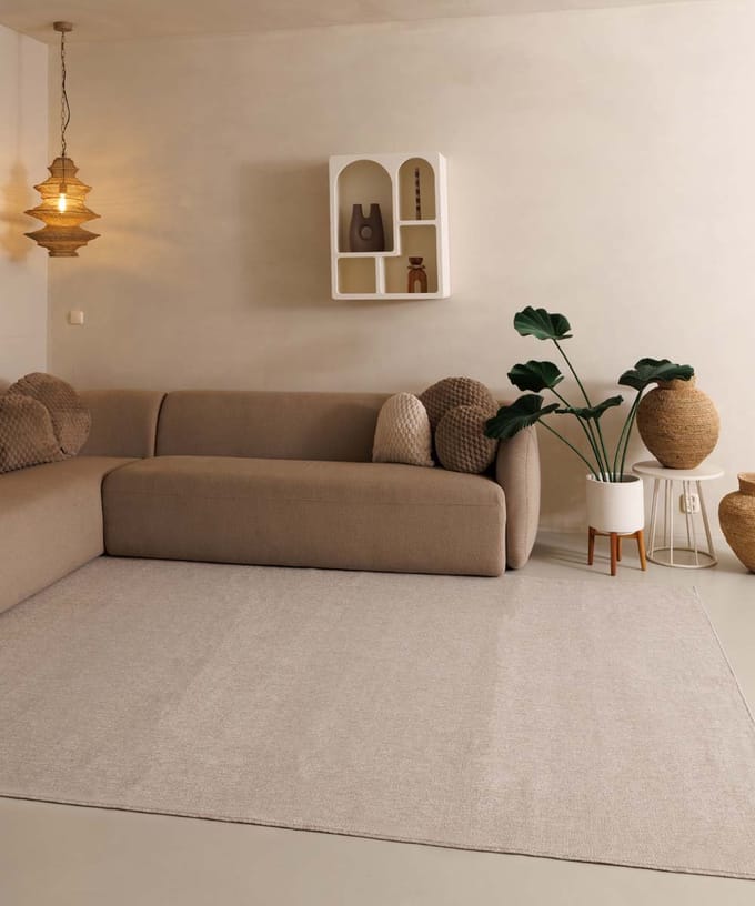 Laagpolig vloerkleed - Lush crème 80x150