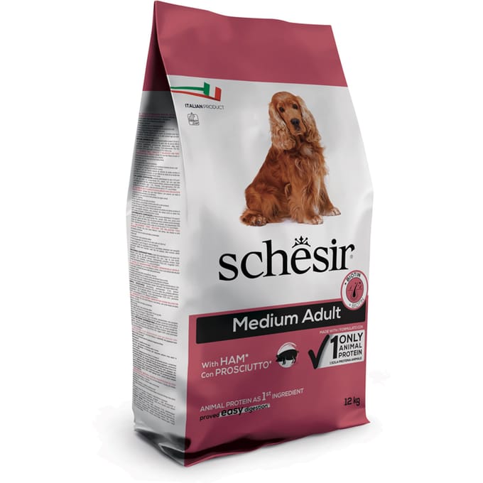 Schesir Hond Dry Medium/Large Maintenance Ham - Dubbelpak: 2 x 12 kg