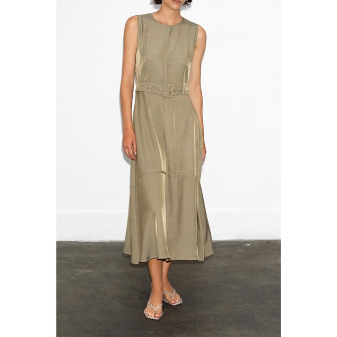 French Connection Celina Cupro Slvlss Cargo Dres Washed Khaki Größe: 10 | Midikleider Outlet | Damen | Braun