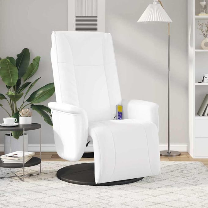 vidaXL Draaiende Massage Relaxzetel Wit 71 x 90 x 105 cm Kunstleer