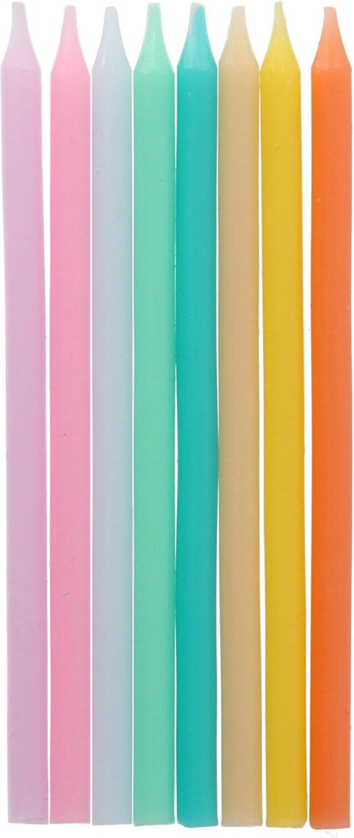 Folat - Kaarsjes pastel meerkleurig 10 cm (24 stuks)