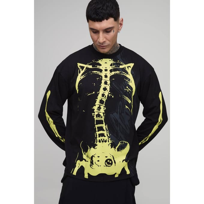Tall Afterlight Glow-in-the-dark Bedrukt Longsleeved T-shirt | Black | Size Medium