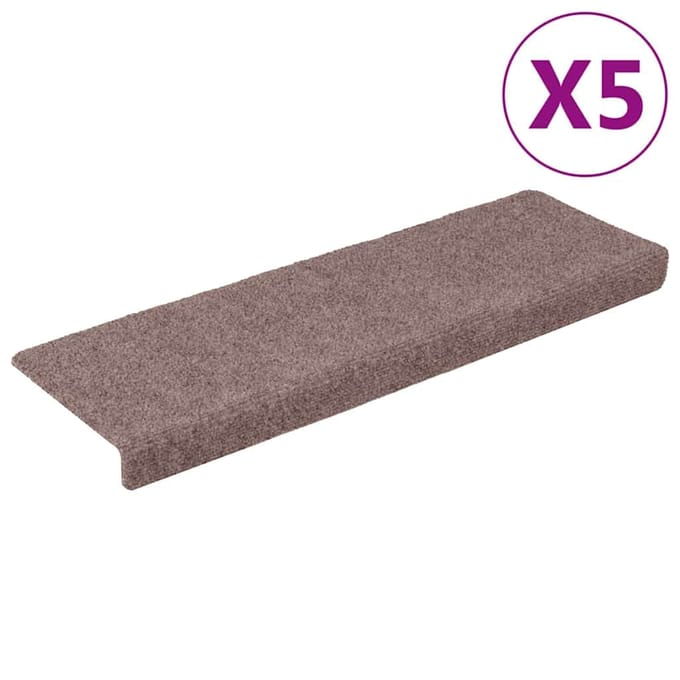 vidaXL - Trapmatten - Zelfklevend - 5 - stuks - 65x21x4 - cm - lichtbruin