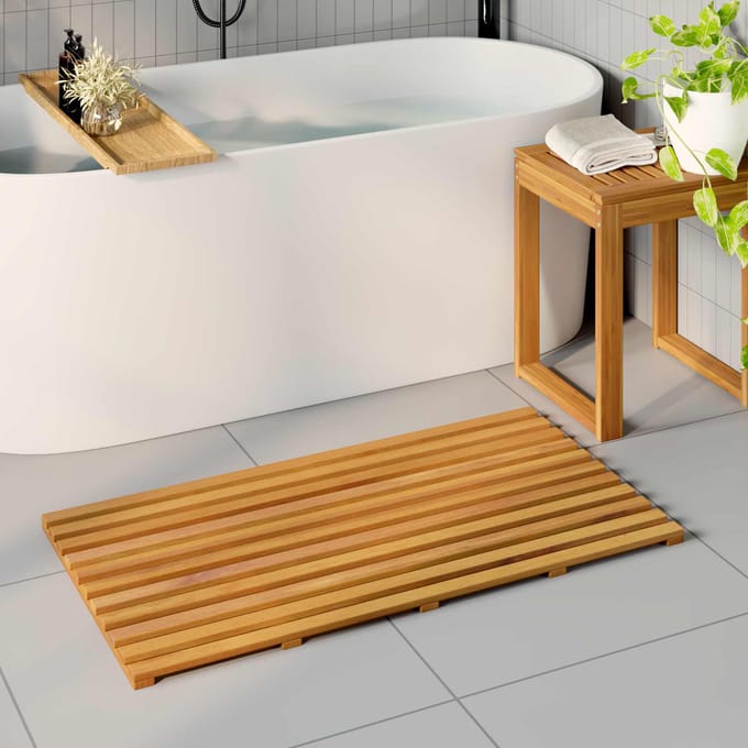 vidaXL - Badmat - Naturel - 100 - x - 53 - cm - Massief - Acacia - Hout