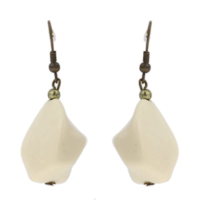Behave - Oorhangers met witte steen - Bronskleur - Bohemian stijl