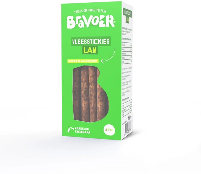 Bravoer Vleesstickies Lam 200 gram