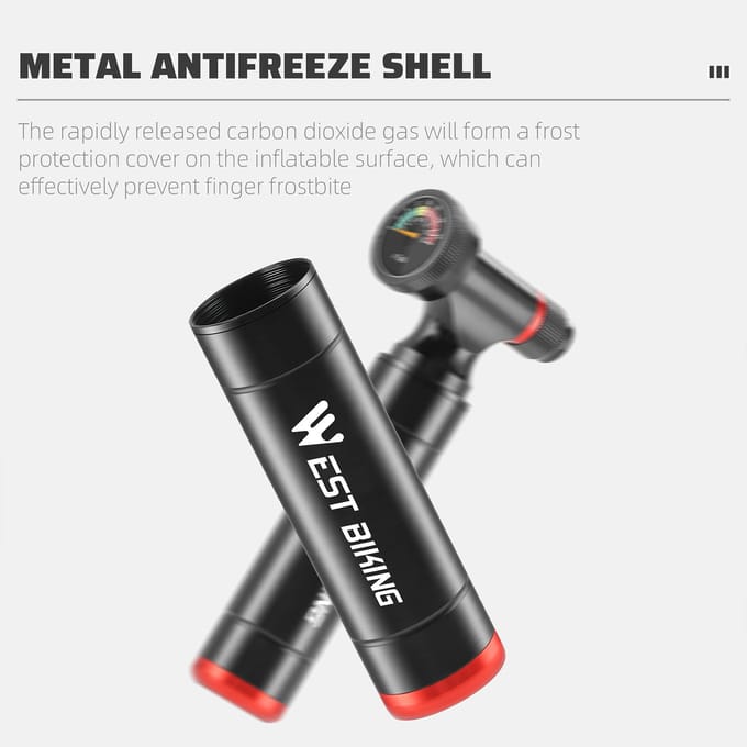 Pompe à CO2 pour vélo en alliage d'aluminium, gonfleur de pneus de vélo, injecteur de CO2 portable pour vélo de route noir