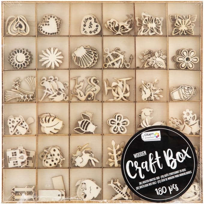 Craft Sensations houten figuurtjes knutselset 180 stuks multicolor.