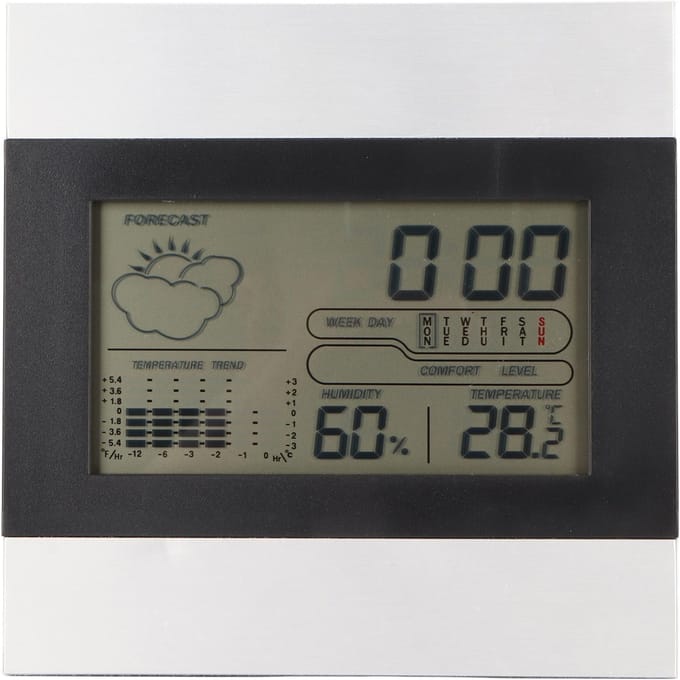 Digitale weerklok Temperatuur- en vochtigheidsweergave Aluminium behuizing Digitale wekker voor gray