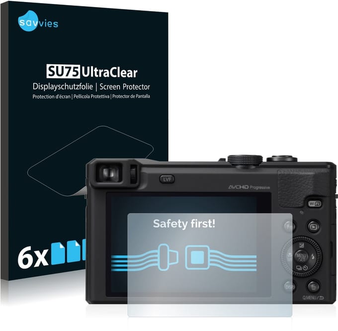 Savvies - Screenprotector voor Panasonic Lumix DMC-TZ60 - Folie Beschermfolie transparant 6 Stuks