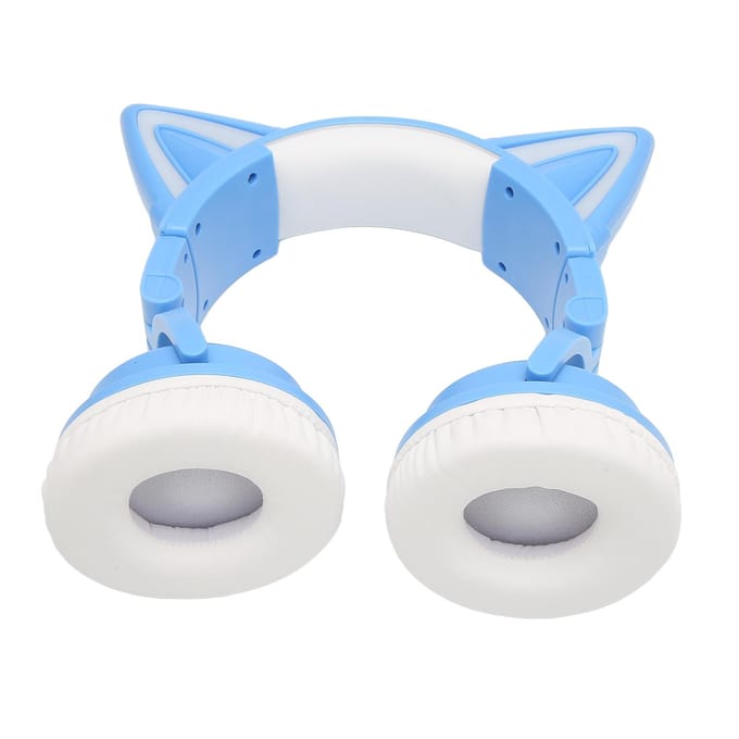 Casque Bluetooth stéréo à oreilles de chat, mignon, haute sensibilité, microphone intégré, LED réglable, pour enfants rose
