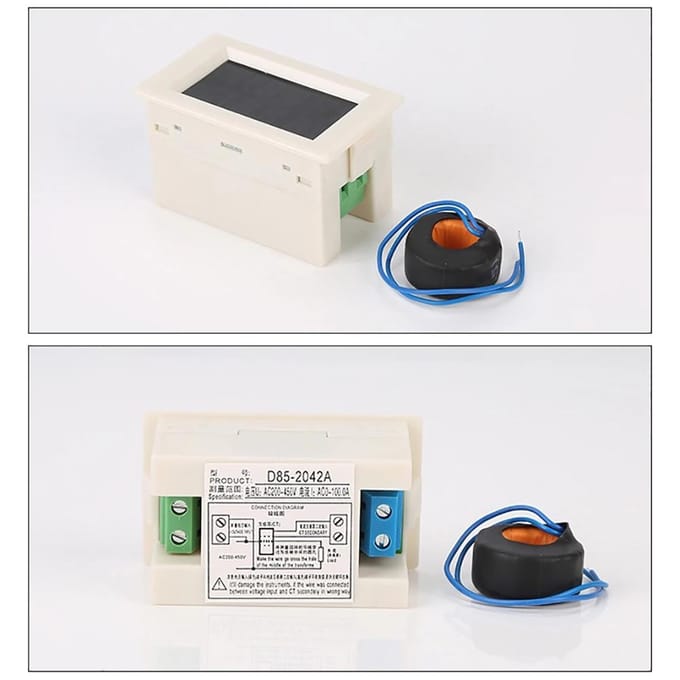 D85-2042A Dubbele Digitale Display LCD Voltmeter Ammeter AC80-500V Spanningsmeter Stroommeter Tester zwart