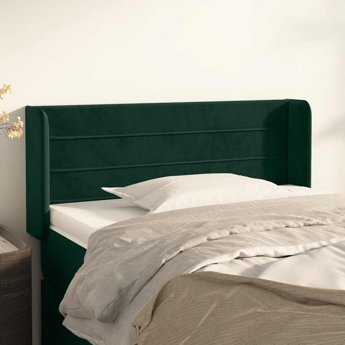 vidaXL - Hoofdbord - met - randen - 103x16x78/88 - cm - fluweel - donkergroen